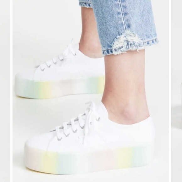Superga Pastel Rainbow Gradient Foxing Platform Sneakers Size 7.5M - Picture 1 of 6